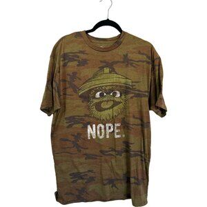 Sesame Street Oscar the Grouch Camo Graphic T-Shirt Brown NOPE XL